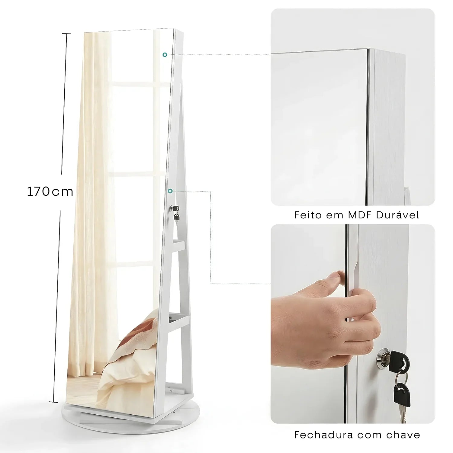 Espelho Porta Jóias Giratório - 🔥Ultimas Unidades em Promoção🔥